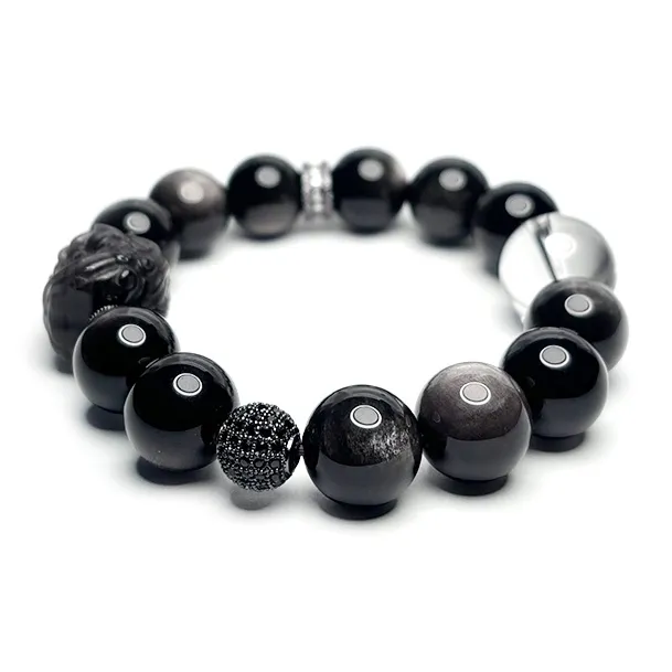 MOUNTAINS AND MANS Obsidian New Chinese Style Good Luck Beaded Bracelet Men's-1