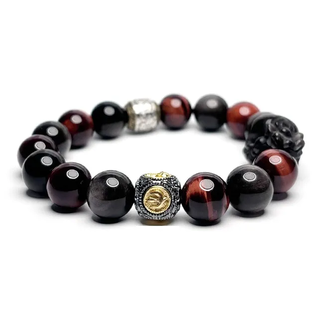 MOUNTAINS AND MANS Obsidian New Chinese Style Good Luck Beaded Bracelet Men's-1