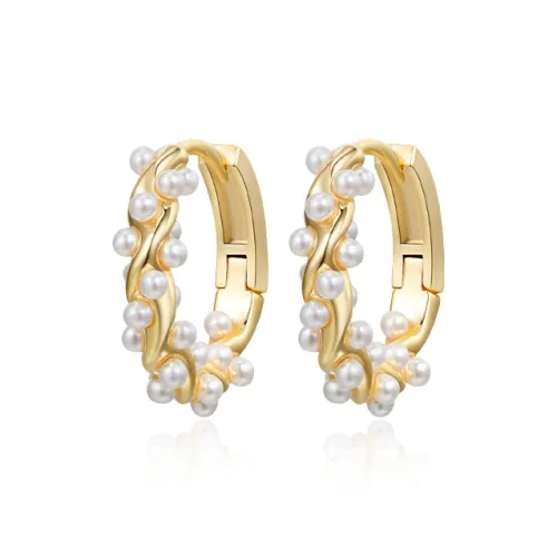 Yiru Alloy Round Bead Hoop Earrings, Stud Earrings, Ring Earrings, Earring Jewelry Accessories Women's