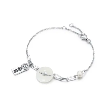 Jodie&Kevin Hetian Jade Bracelets White Jade/Pale Greenish White Jade Women's
