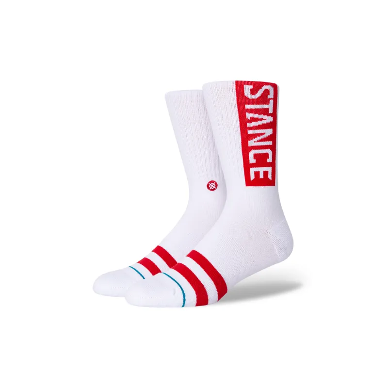 Stance Mid Calf Socks Men's 1 Pack White Red-4