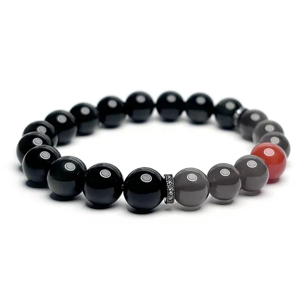 MOUNTAINS AND MANS Obsidian New Chinese Style Good Luck Beaded Bracelet Unisex-2