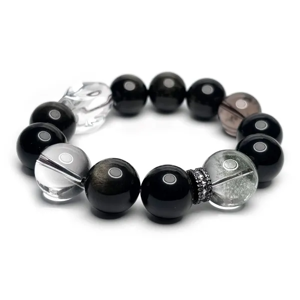 MOUNTAINS AND MANS Obsidian New Chinese Style Good Luck Beaded Bracelet Men's-2