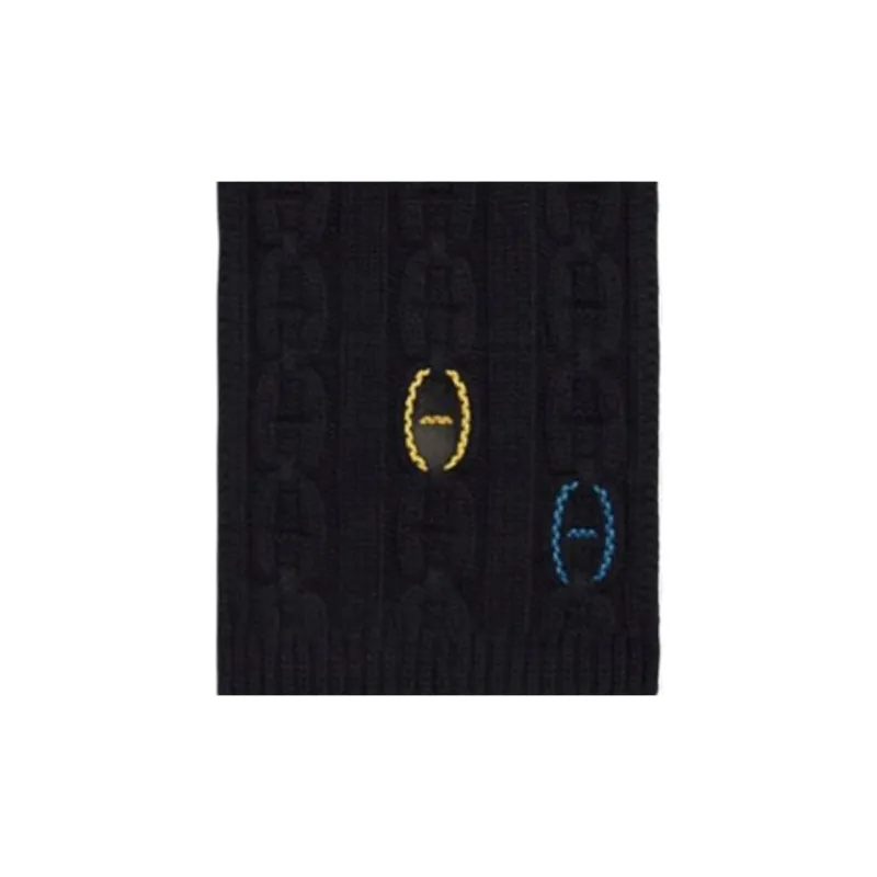 HERMES Cashmere Knit Scarves Men's Black-2