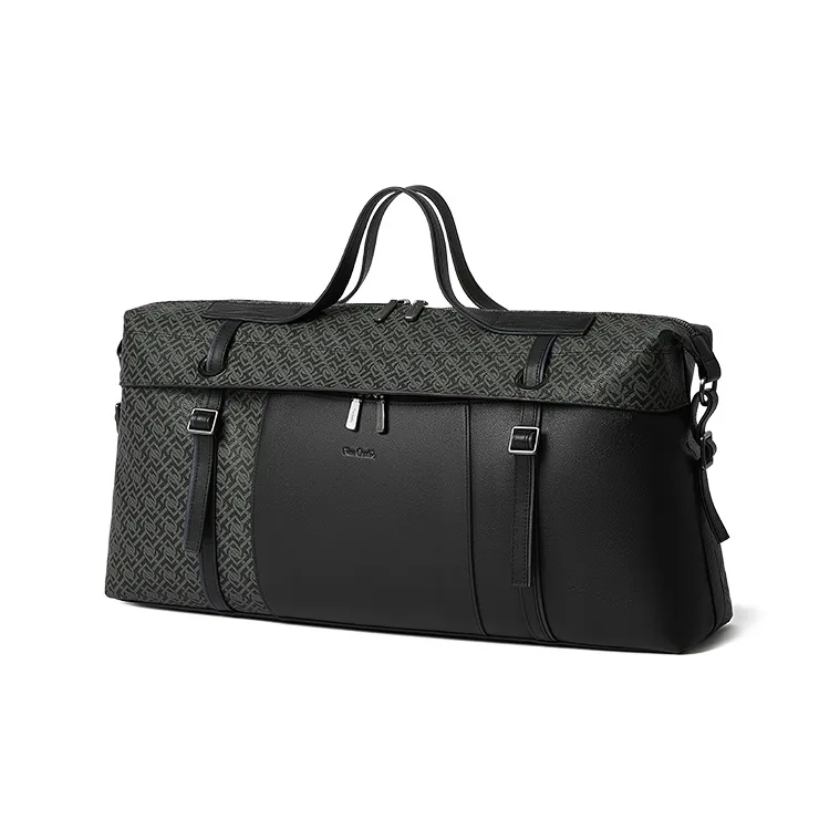 PIERRE CARDIN PVC Shoulder Bag, Crossbody Bag, Travel Bag, Luggage Bag, Briefcase Regular Men's Black & Gray-2