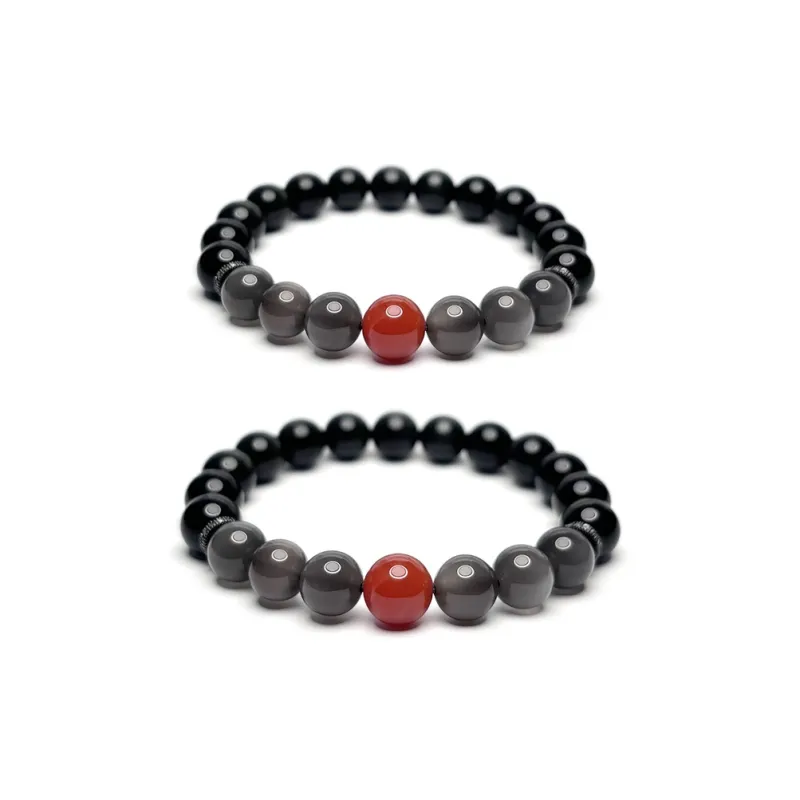 MOUNTAINS AND MANS Obsidian New Chinese Style Good Luck Beaded Bracelet Unisex-7