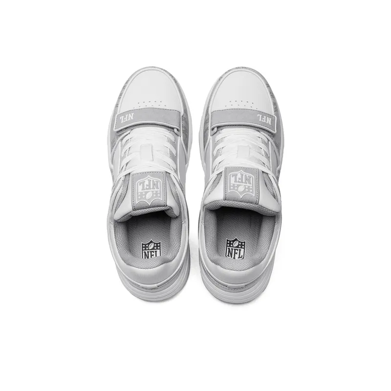 NFL College 1 OG Senior Shoes Low Top Skateboard Shoes Unisex Gray Text On White Gray-3
