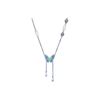 Happy Tide S999 Silver Necklaces Women's Blue