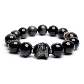 MOUNTAINS AND MANS Obsidian New Chinese Style Good Luck Beaded Bracelet Men's