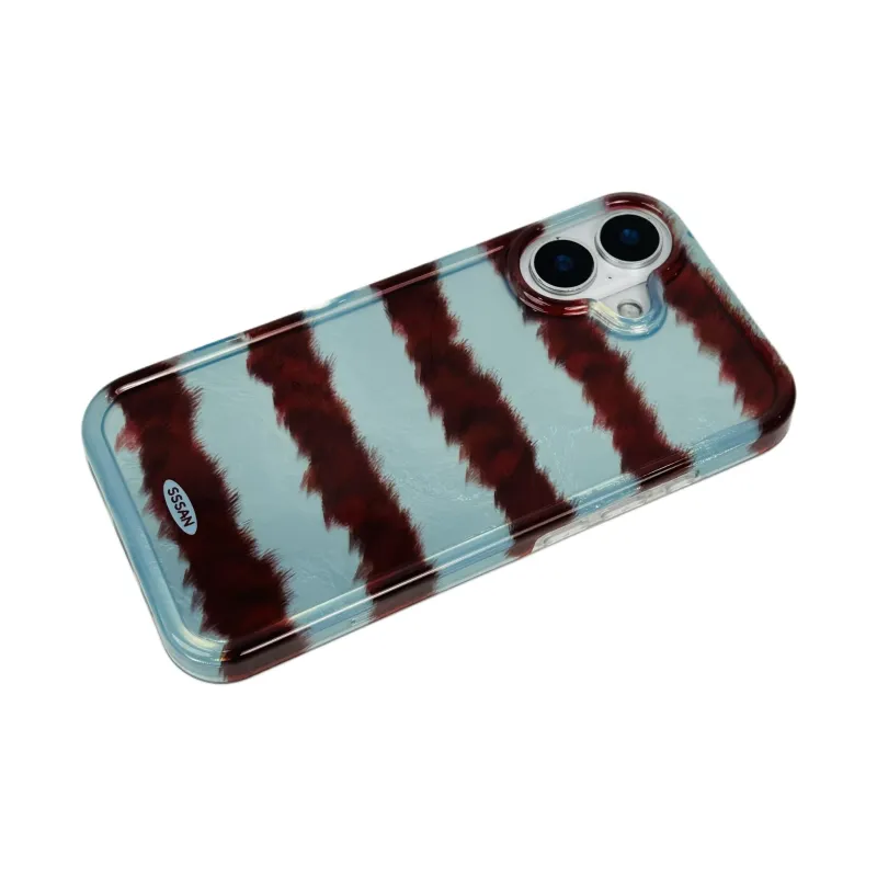 Wei Xin Acrylic Material Blue Brown Zebra Print Phone Cases Compatible With IPhone 16/15 Pro Max/Apple 13/14 Pro Max/12-3
