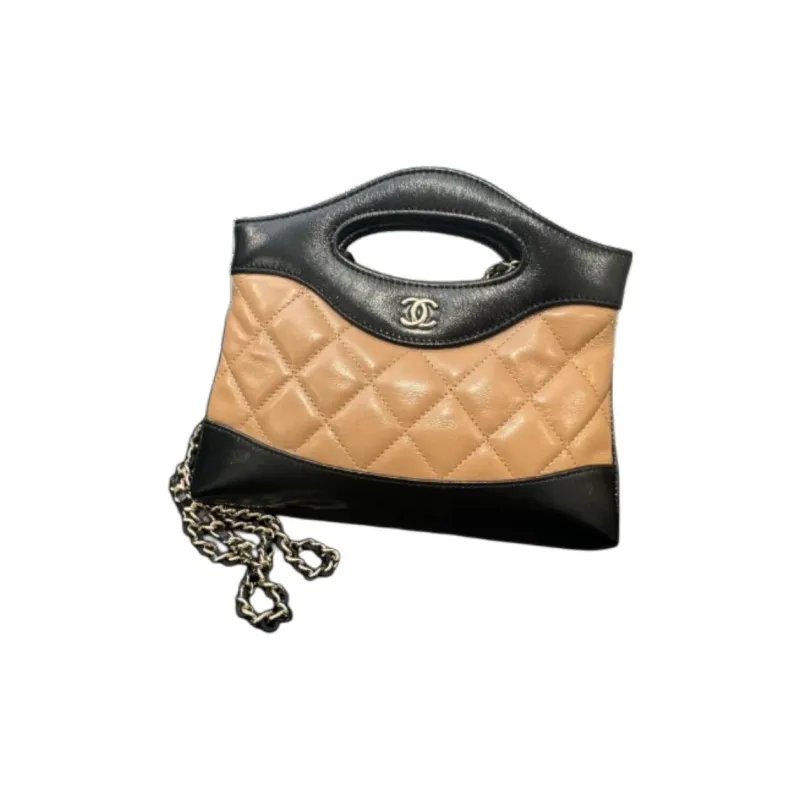 CHANEL Lambskin Handbag, Shoulder Bag, Crossbody Bag Women's Black & Brown-3