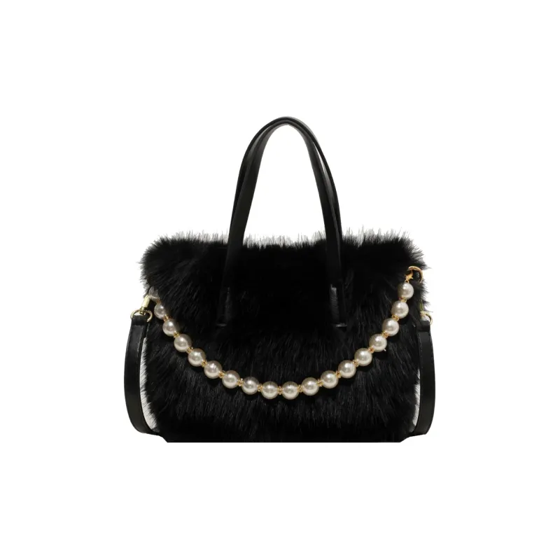 Yalu Plush Shoulder Bag, Crossbody Bag, Handbag Regular Women's Ecru/Black/Coffee/Pink-4
