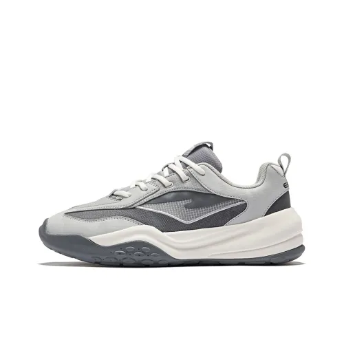 Erke Pudding Wear resistant And Lightweight Low Top Casual Shoes Men's Steel Gray White Dew Gray