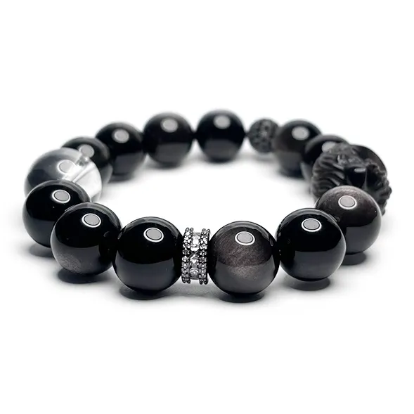 MOUNTAINS AND MANS Obsidian New Chinese Style Good Luck Beaded Bracelet Men's-3
