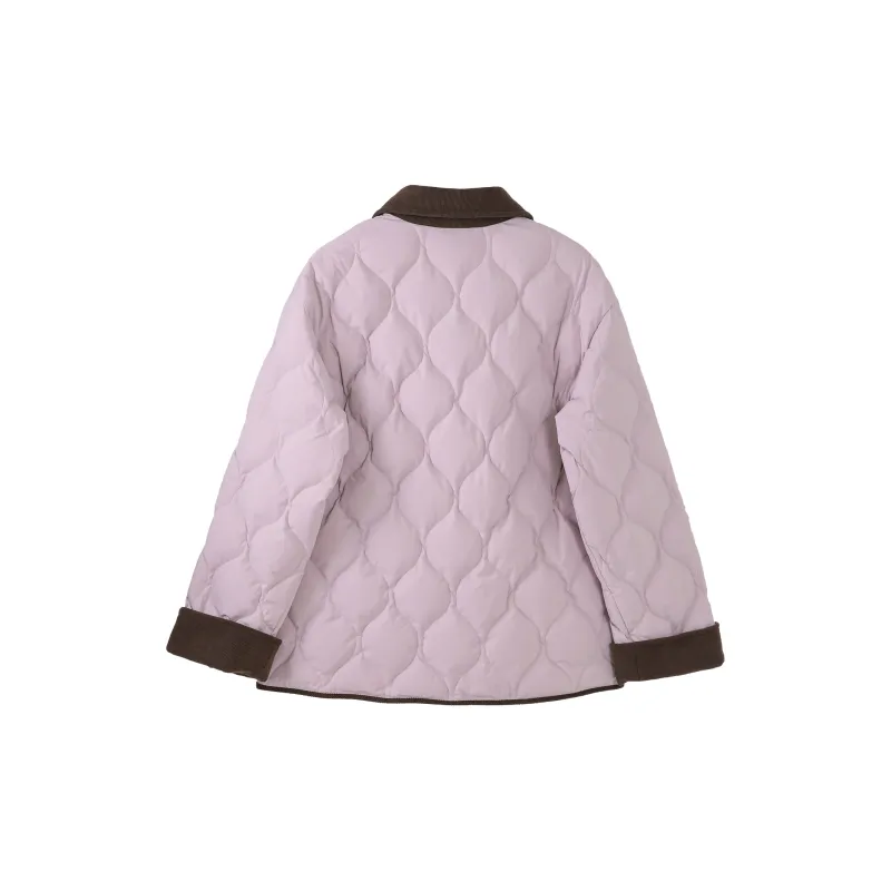 Fstudio Korean Style Petite Lightweight Lapel Loose Fit Coat Women's Pink/Coffee-1