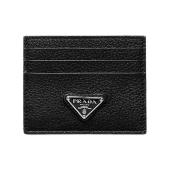 PRADA Leather Card Holder Card Holder Men's Black