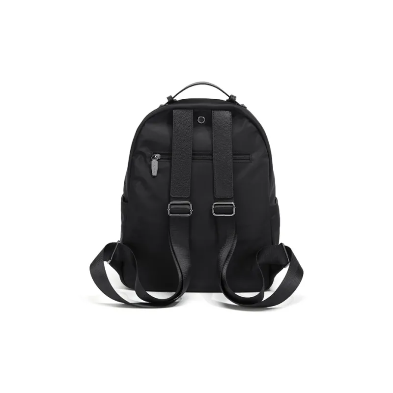 Simvay Clos Fabric With Synthetic Leather Backpack Travel Backpack Laptop Bag Medium Size Women's Black-5