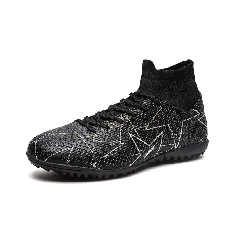 Casillon Cushioning Wear Resistant Lightweight Cushioning Mid Top Kids' Soccer Shoes Black Teenagers-1