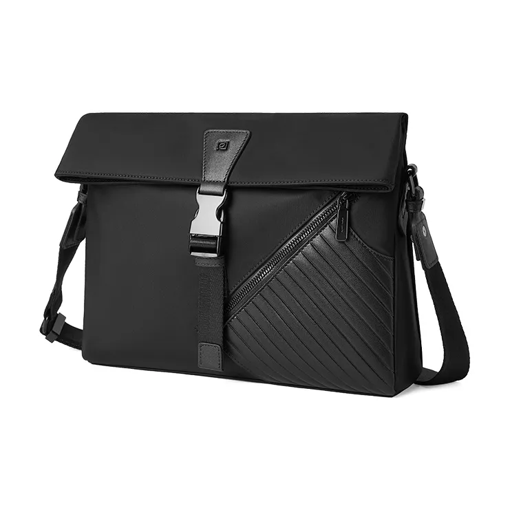 PIERRE CARDIN Fabric, Synthetic Leather Shoulder Bag, Crossbody Bag Regular Men's Black-2