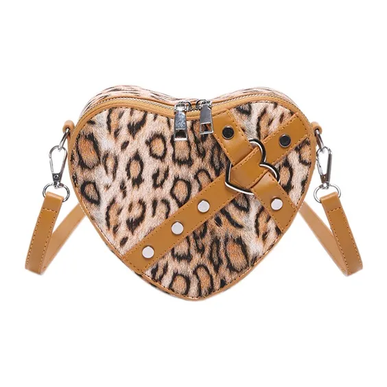 Morellybear PU Heart Bag, Shoulder Bag, Crossbody Bag Regular Women's Black/Brown/Coffee/Purple-2