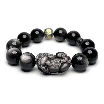 MOUNTAINS AND MANS Obsidian New Chinese Style Good Luck Beaded Bracelet Men's