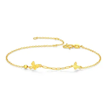 AILISIZHUBAO Twin Butterfly Love, Luxury Dreamy Premium Elegance 5G Solid Gold 999 Fixed Price Gold Bracelet Women's