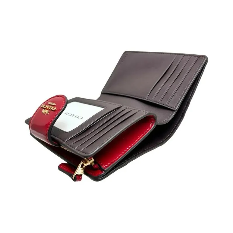 COACH Patent Leather Wallet Medium Size Women's Red-5