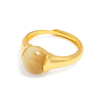 JIAHAOJADE Hetian Jade Ring With Sugar Pale Greenish White Jade Women's