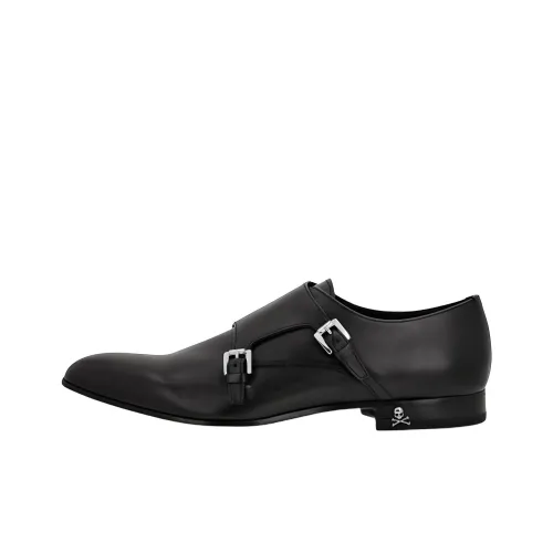 PHILIPP PLEIN Almond-toe Leather Derby Shoes