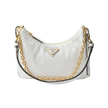 PRADA Re-Edition Naplak Patent Leather Handbag Shoulder Bag Mini Women's White