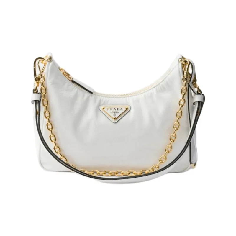 PRADA Re-Edition Naplak Patent Leather Handbag Shoulder Bag Mini Women's White-0