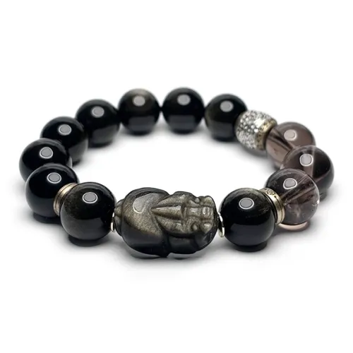 MOUNTAINS AND MANS Obsidian New Chinese Style Good Luck Beaded Bracelet Men's