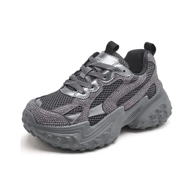 AGSDON Cushioned Slip Resistant Low Top Chunky Sneakers Women's Beige-26