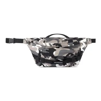 Balenciaga Army Cow Leather Fanny Pack Large Size Men's Black