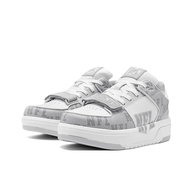 NFL College 1 OG Senior Shoes Low Top Skateboard Shoes Unisex Gray Text On White Gray-2