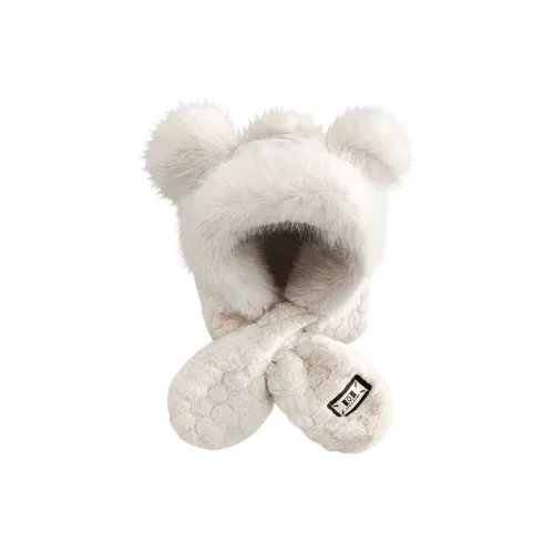 Pelloy Polyester Hoods & Plush Hats Unisex White/Beige/Khaki