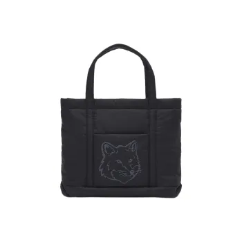 Maison Kitsune Nylon Down Tote Bag Shopping Bag Handbag Medium Size Women's Black