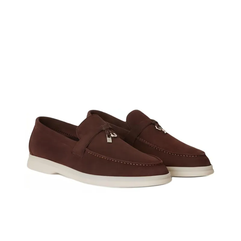 Loro Piana Summer Charms Walk Loafers Women's Dark Brown-2