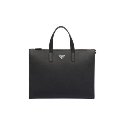 PRADA Saffiano Leather Tote Bag, Shopping Bag, Handbag Men's Black