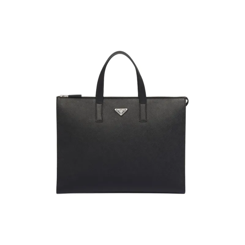 PRADA Saffiano Leather Tote Bag, Shopping Bag, Handbag Men's Black-0