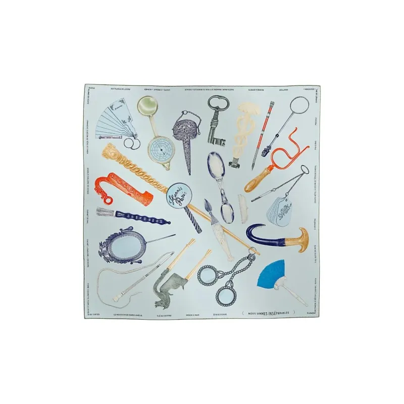 HERMES Silk Scarves Women's Sky Blue-0