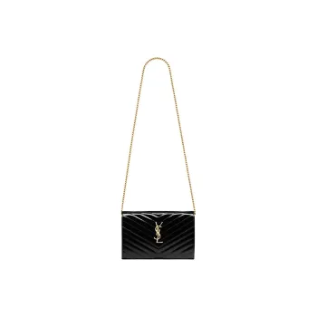 SAINT LAURENT Shiny Calfskin Chain Bag Shoulder Bag Women's Black
