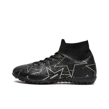 Casillon Cushioning Wear Resistant Lightweight Cushioning Mid Top Kids' Soccer Shoes Black Teenagers