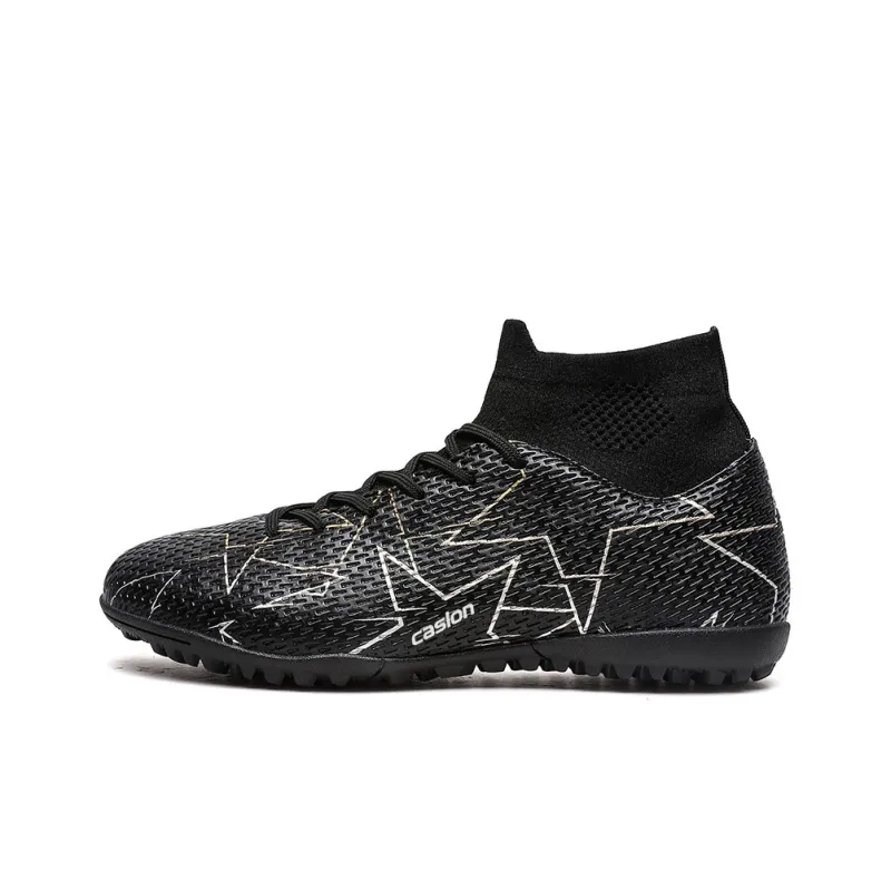 Casillon Cushioning Wear Resistant Lightweight Cushioning Mid Top Kids' Soccer Shoes Black Teenagers-0