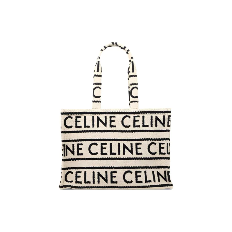 CELINE Cotton Tote Bag Shopping Bag Handbag Shoulder Bag Large Size Women's Light Brown-0