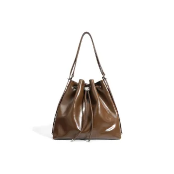 FAIRWHALE Cow Leather Shoulder Bag Regular Women's Brownie Brown/Premium Black/Burgundy