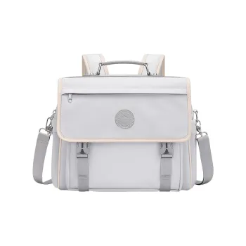 V.NINE Fabric With Synthetic Leather Backpack Large Size Unisex Dusty Gray/Classic Black