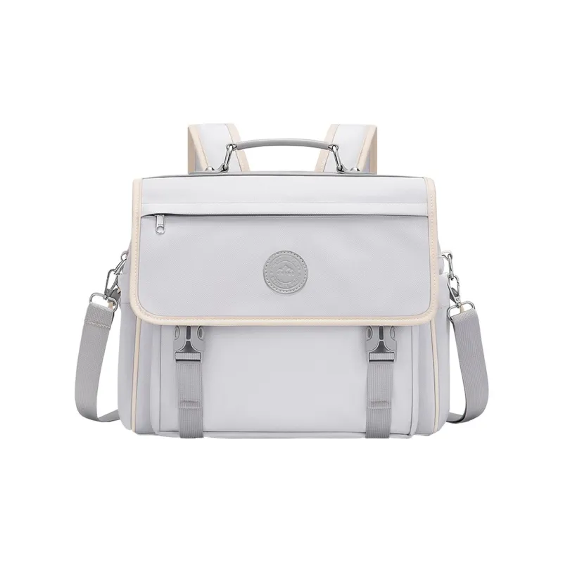 V.NINE Fabric With Synthetic Leather Backpack Large Size Unisex Dusty Gray/Classic Black-0