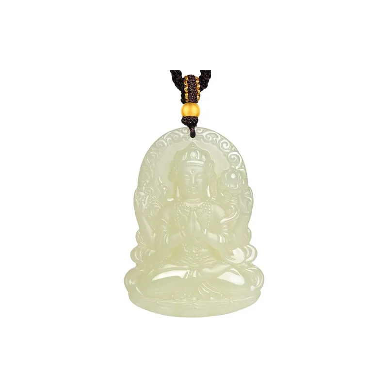 Phoenisess Hetian Jade Pale Greenish White Jade Men's-0