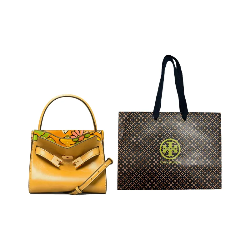 TORY BURCH Lee Radziwill Leather Shoulder Bag, Crossbody Bag Trumpets Women's Yellow-8